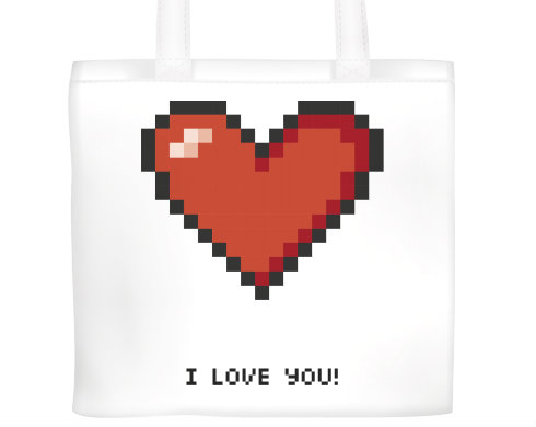 Plátěná nákupní taška I love you pixel