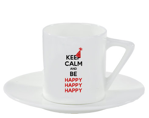 Espresso hrnek s podšálkem 100ml Keep calm and be happy
