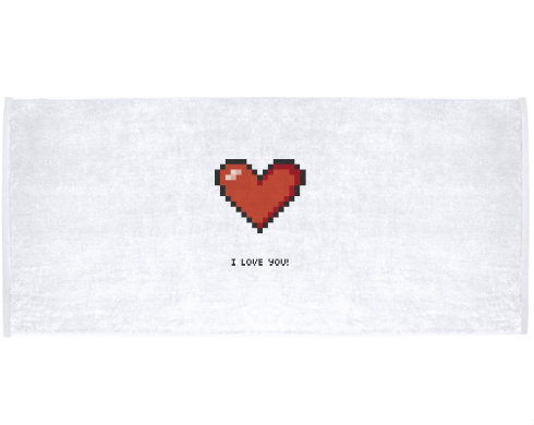 Celopotištěný sportovní ručník I love you pixel