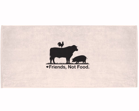Celopotištěný sportovní ručník Friends, Not Food.