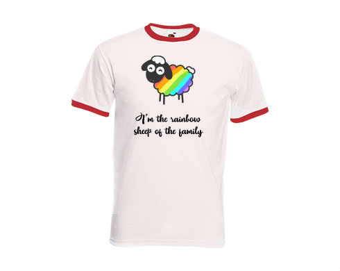 Pánské tričko s kontrastními lemy Rainbow sheep