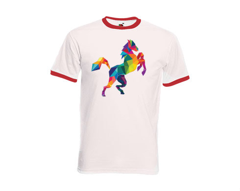 Pánské tričko s kontrastními lemy Kůň z polygonů