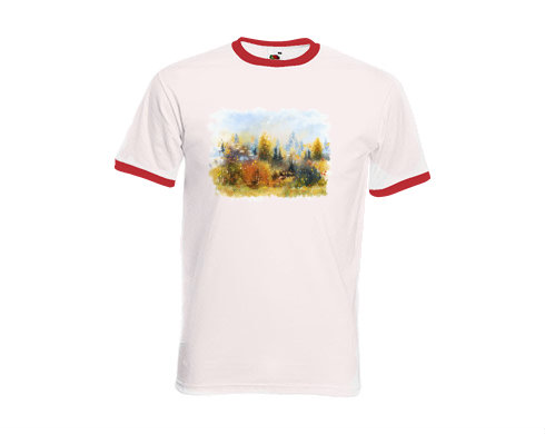 Pánské tričko s kontrastními lemy Podzimní krajina