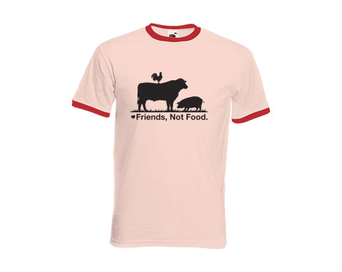 Pánské tričko s kontrastními lemy Friends, Not Food.
