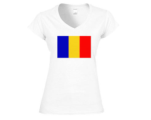 Dámské tričko V-výstřih Rumunsko