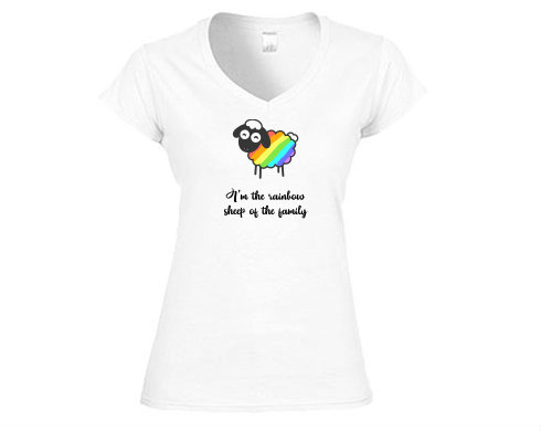 Dámské tričko V-výstřih Rainbow sheep