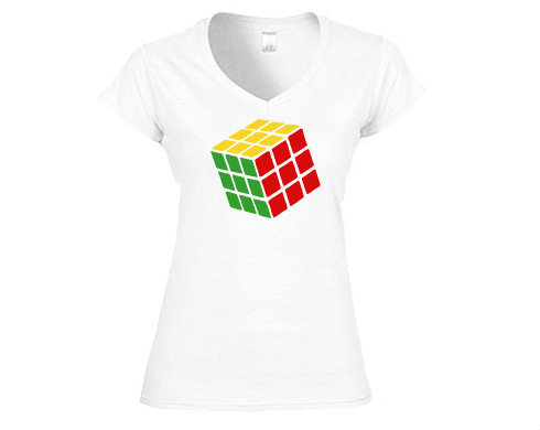Dámské tričko V-výstřih Rubikova kostka