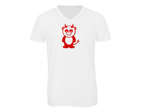 Pánské triko s výstřihem do V Panda čertík