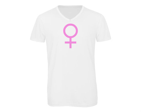 Pánské triko s výstřihem do V Žena pohlaví symbol