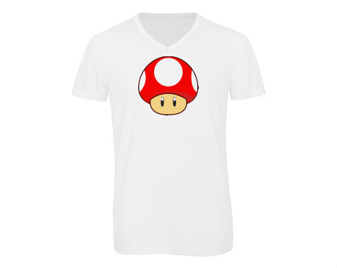 Pánské triko s výstřihem do V Mario Mushroom
