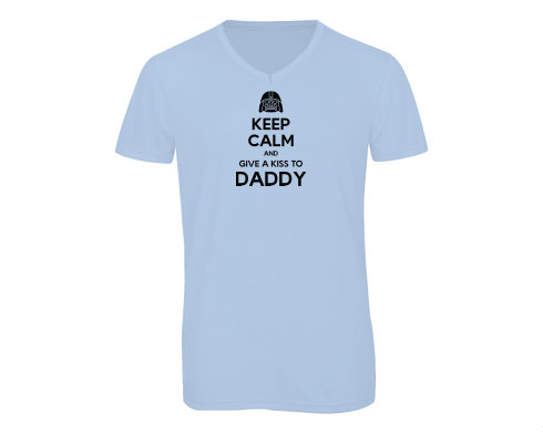 Pánské triko s výstřihem do V Keep calm daddy