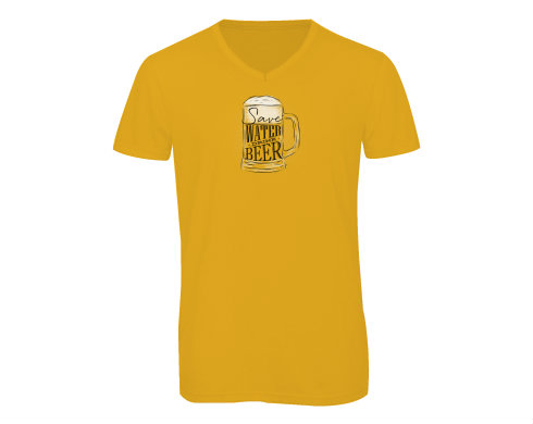 Pánské triko s výstřihem do V Save water drink beer