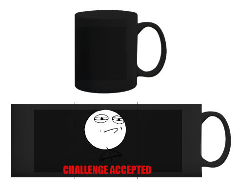 Černý hrnek Challenge accepted
