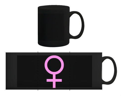 Černý hrnek Žena pohlaví symbol
