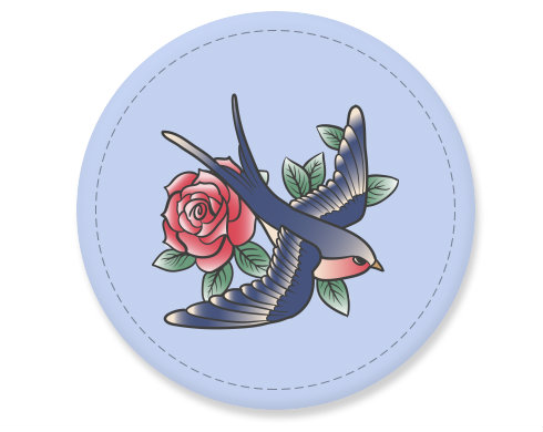 Placka magnet Ptáček s růží