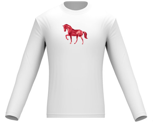 Pánské tričko dlouhý rukáv Kůň z polygonů