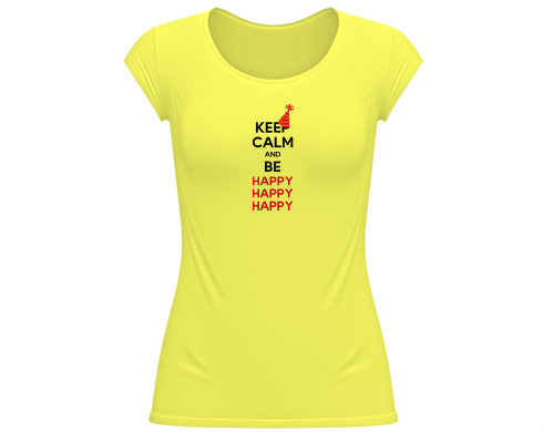 Dámské tričko velký výstřih Keep calm and be happy