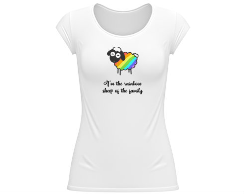 Dámské tričko velký výstřih Rainbow sheep