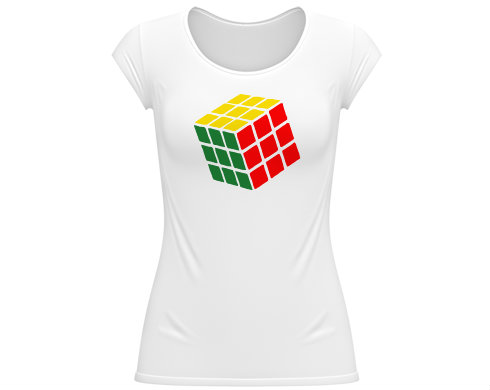 Dámské tričko velký výstřih Rubikova kostka