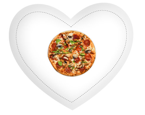 Polštář Srdce pizza
