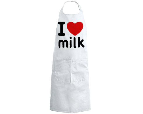 I Love milk Kuchyňská zástěra - Černá
