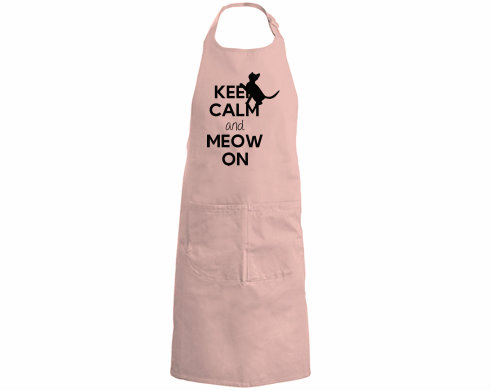 Keep calm and meow on Kuchyňská zástěra - Černá