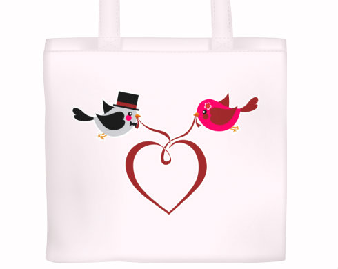 Zamilovaní ptáčci Plátěná nákupní taška - Bílá