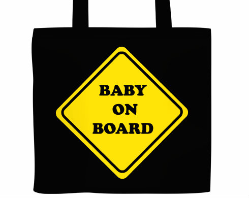 Baby on board Plátěná nákupní taška - Bílá