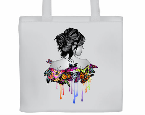 Dívka s motýly Plátěná nákupní taška - Bílá