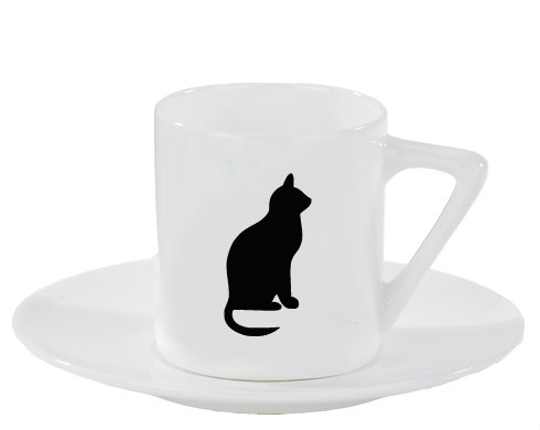 Kočka - Shean Espresso hrnek s podšálkem 100ml - Bílá