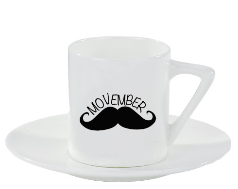 Movember Moustache Espresso hrnek s podšálkem 100ml - Bílá