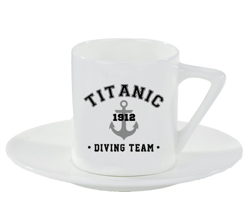 TITANIC DIVING TEAM Espresso hrnek s podšálkem 100ml - Bílá