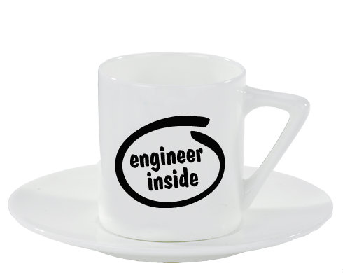 Engineer inside Espresso hrnek s podšálkem 100ml - Bílá