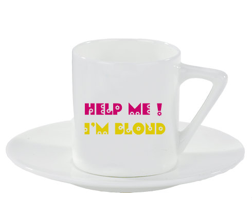 Help me! I`m Blond Espresso hrnek s podšálkem 100ml - Bílá