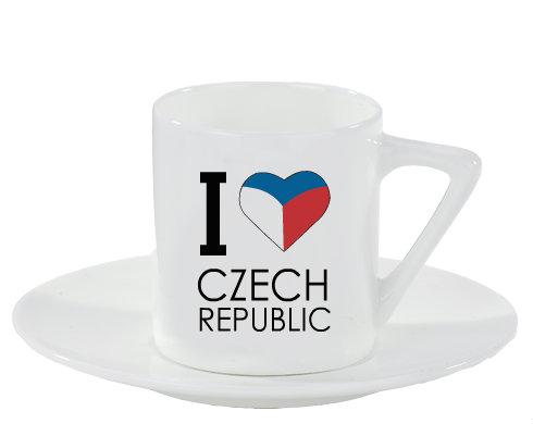 I love Czech republic Espresso hrnek s podšálkem 100ml - Bílá