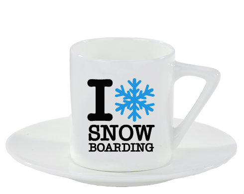 I love snowboarding Espresso hrnek s podšálkem 100ml - Bílá