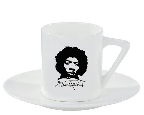 Jimi Hendrix Espresso hrnek s podšálkem 100ml - Bílá