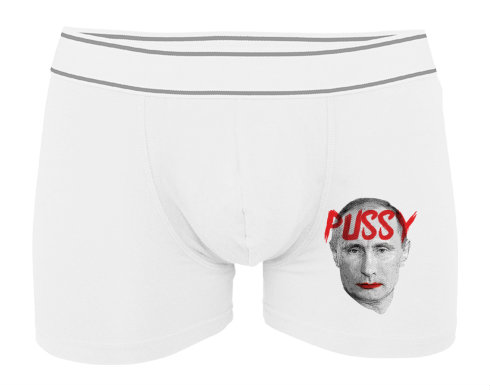 Pussy Putin Pánské boxerky Contrast - Bílá