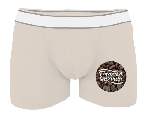 Pražská kavárna Pánské boxerky Contrast - Bílá
