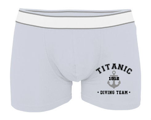 TITANIC DIVING TEAM Pánské boxerky Contrast - Bílá