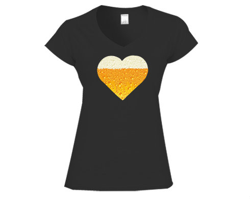 Pivní srdce Dámské tričko V-výstřih - Bílá