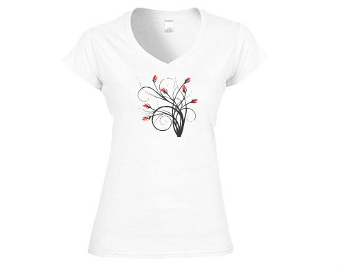 Divoké květy Dámské tričko V-výstřih - Bílá