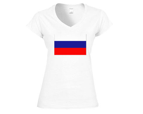 Rusko Dámské tričko V-výstřih - Bílá