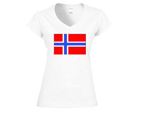 Norsko Dámské tričko V-výstřih - Bílá
