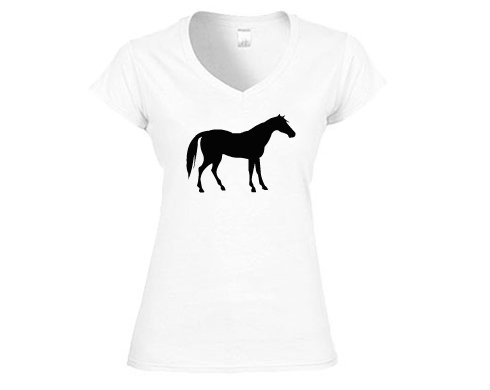 Kůň Dámské tričko V-výstřih - Bílá