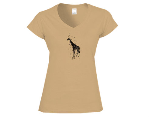 Žirafa Dámské tričko V-výstřih - Bílá