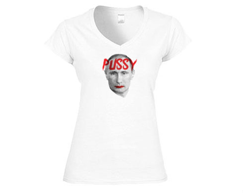 Pussy Putin Dámské tričko V-výstřih - Bílá
