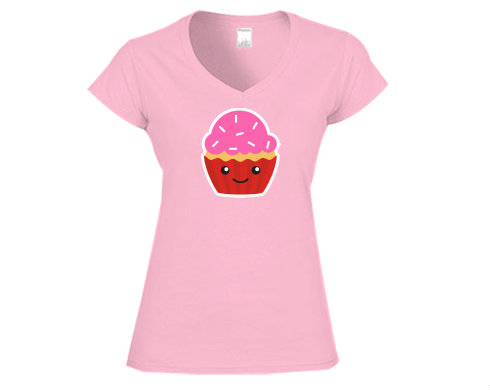 Kawaii cupcake Dámské tričko V-výstřih - Bílá