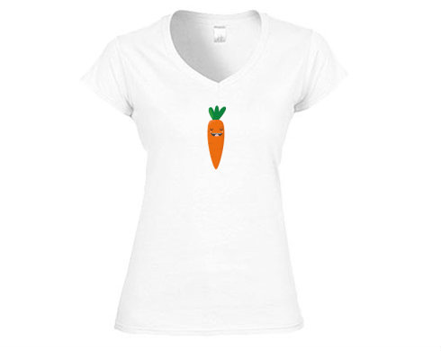 Hustá mrkev Dámské tričko V-výstřih - Bílá