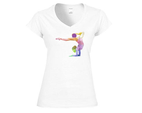 Gymnastika Dámské tričko V-výstřih - Bílá
